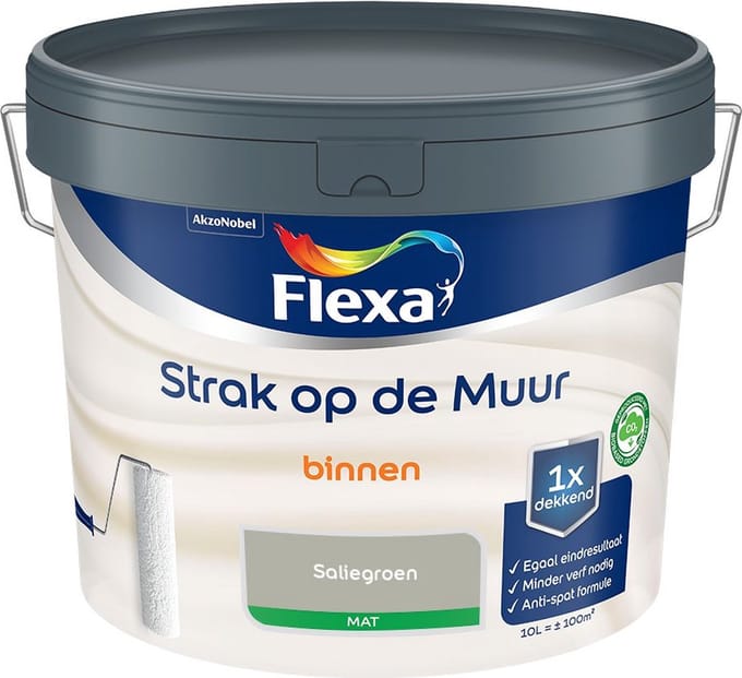 Flexa - Strak Op De Muur Binnen Mat - Saliegroen - Mengverf - 10 L