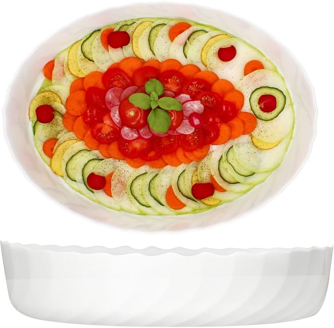 Set van 2 TRIANON ovale braadpannen 37x28,5 cm in wit glas - 812299
