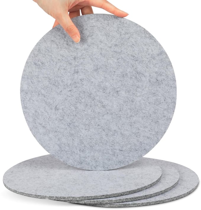 Set van 4 ronde filzonderzetters Ø 25 cm - lichtgrijs