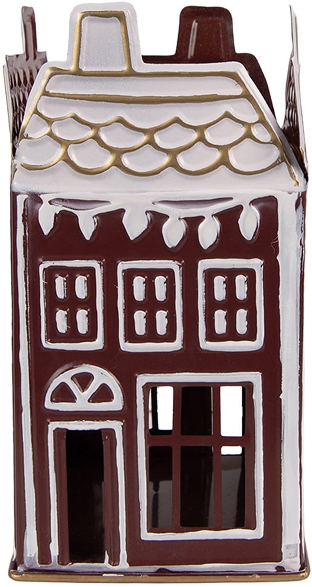 Clayre & Eef Waxinelichthouder Huis 12x12x22 cm Rood Metaal
