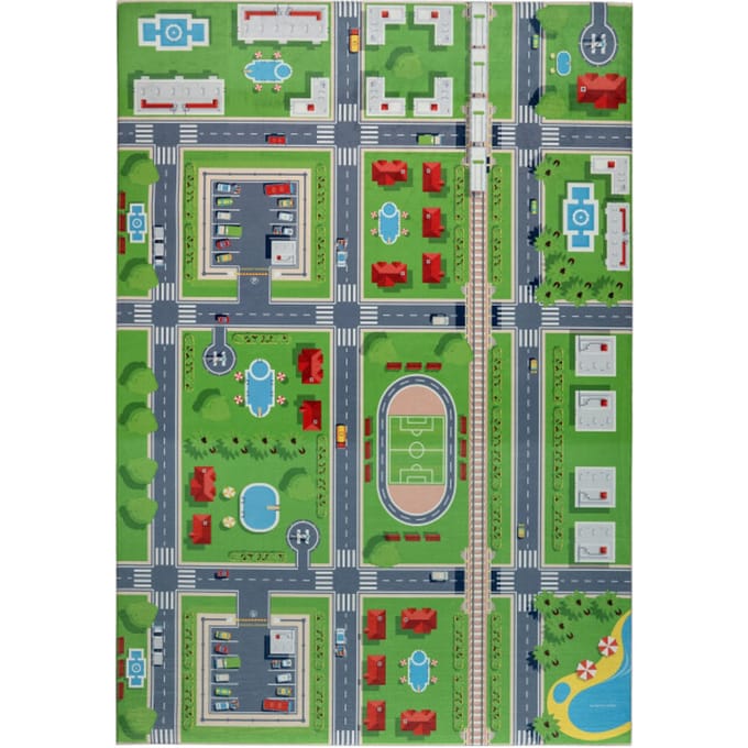Muratap Kindervloerkleed verkeer speelkleed wasbaar antislip- 80x150 cm