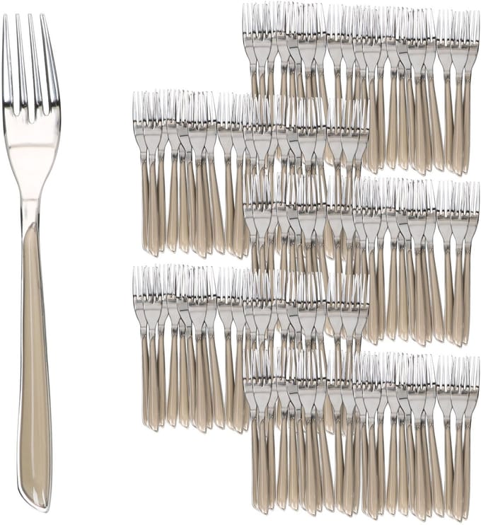 Set van 120 BEAUTY bestekvorken taupe - 805536