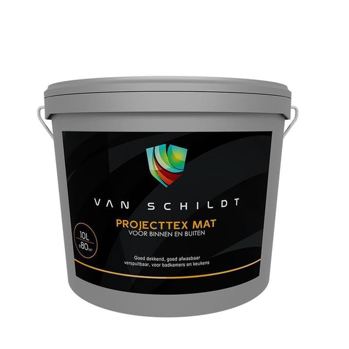 van Schildt Projecttex plus Mat 10 Liter. Alle lichte kleuren mail uw kleurnummer naar jose@vanschildt.nl