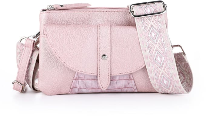 Michelle Bags & Accessoires - Metallic Pink damesschoudertas met chique riem