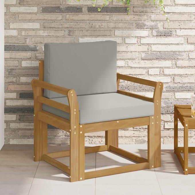 vidaXL - Buitensofa - Polyester - Wit - en - lichtgrijs