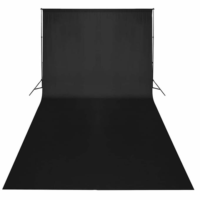 vidaXL - Studioset - met - zwarte - achtergrond - en - lampen - 600x300 - cm
