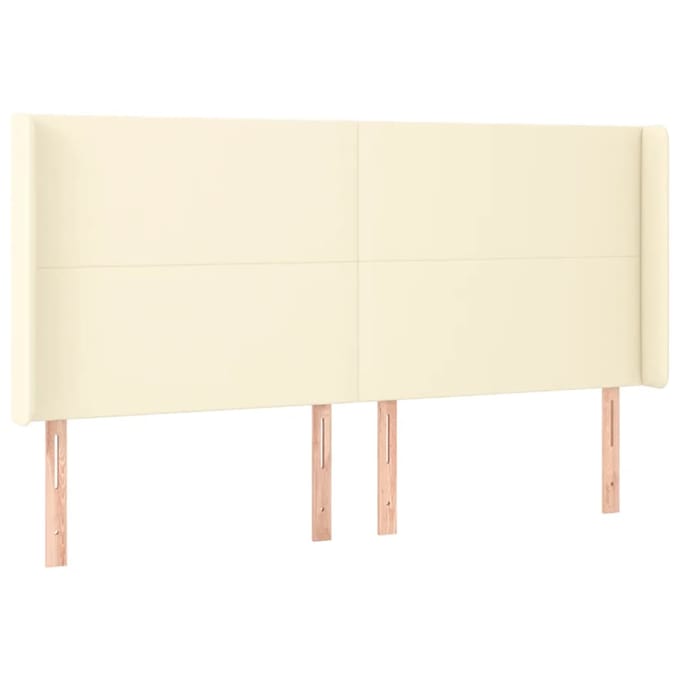 vidaXL Hoofdbord LED 183x16x118/128 cm kunstleer crèmekleurig