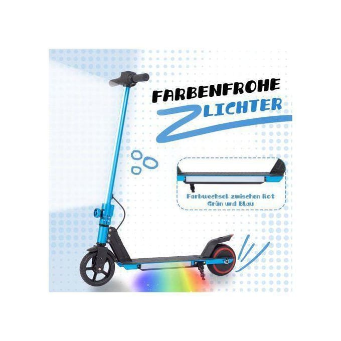 Trottinette électrigue pour enfants - Leawin - Autonomie 5 - 8KM - Max 14KM/H - Bluetooth - Système de freinage électronique - Bleu.