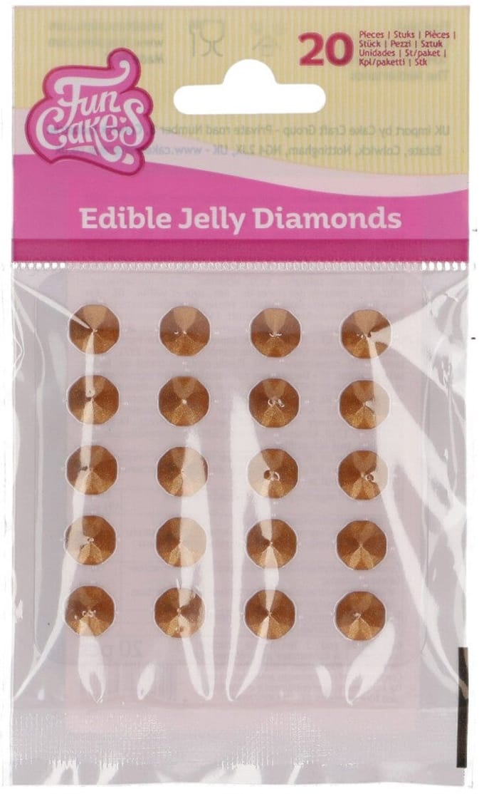 FunCakes Jelly Diamonds - Goud - pk/20 - Eetbare Taartdecoratie
