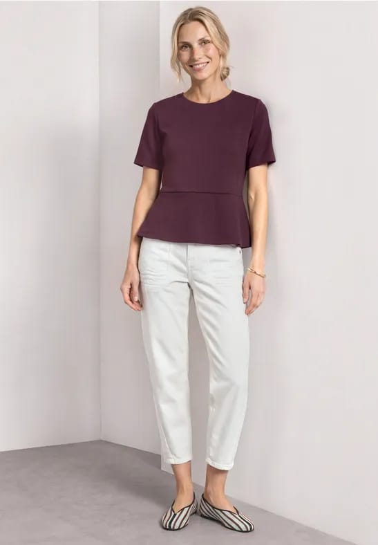 Shirt met ronde hals en volantdetail