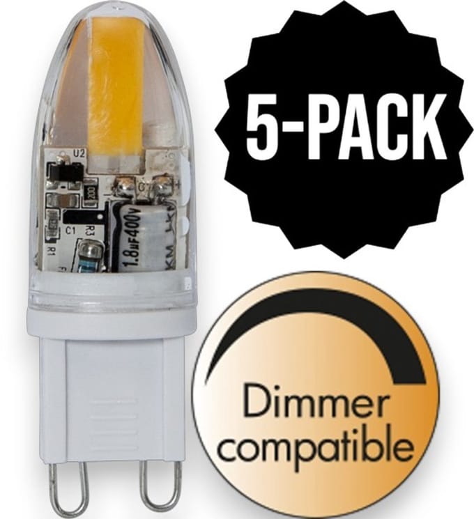 5-Pack | Capsule steeklampje - G9 - 1.8W - Extra Warm Wit - 2700K - Dimbaar