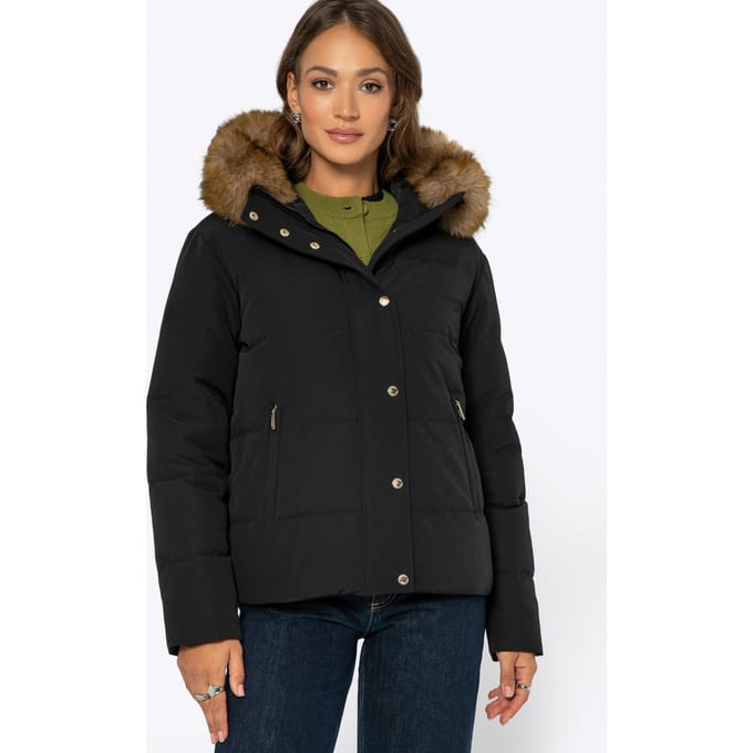 Wittchen Dames Donsjack met Bont Capuchon, Zwart