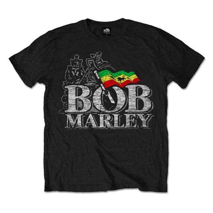 Bob Marley - Distressed Logo Heren T-shirt - L - Zwart