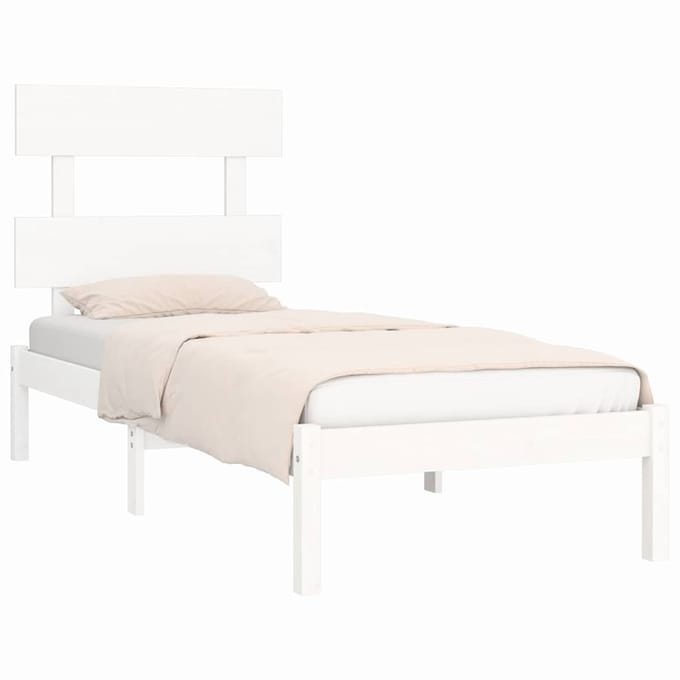 vidaXL - Bedframe - massief - hout - wit - 90x190 - cm