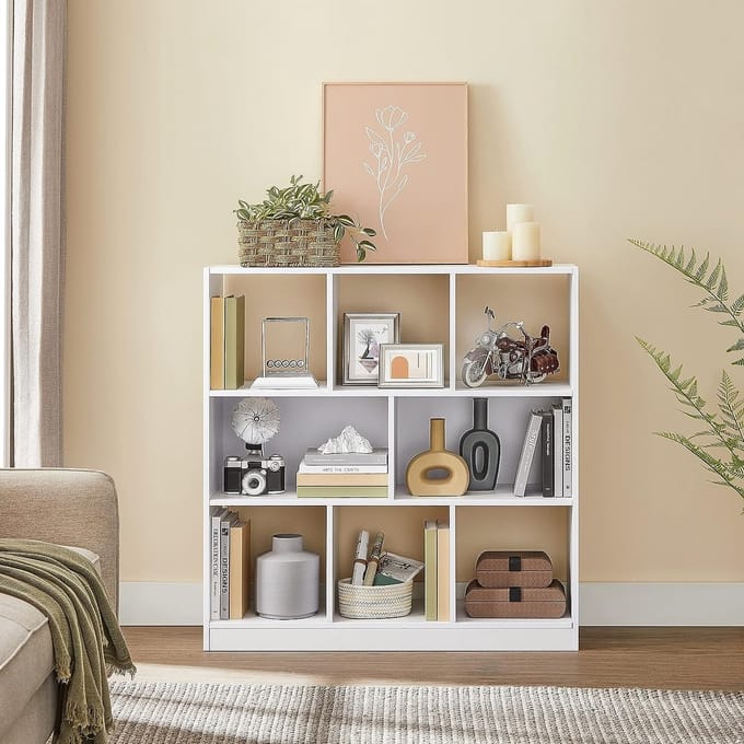 Parya Home - Boekenkast - Met open vakken - 8 vakken - Wit