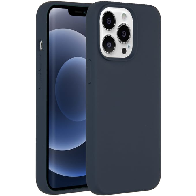 Accezz Hoesje - Geschikt voor Apple iPhone 13 Pro - Liquid Silicone Backcover - Donkerblauw