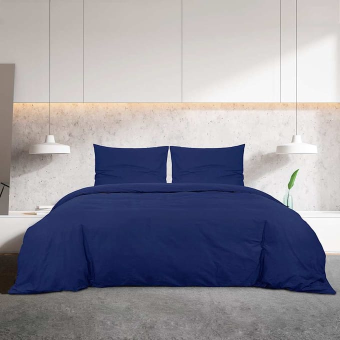 vidaXL - Dekbedovertrekset - 155x220 - cm - microvezel - marineblauw