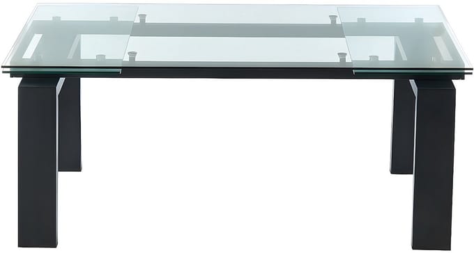 Vente-unique Uitschuifbare eettafel LUBANA - Gehard glas en metaal - Zwart - 8 tot 10 personen