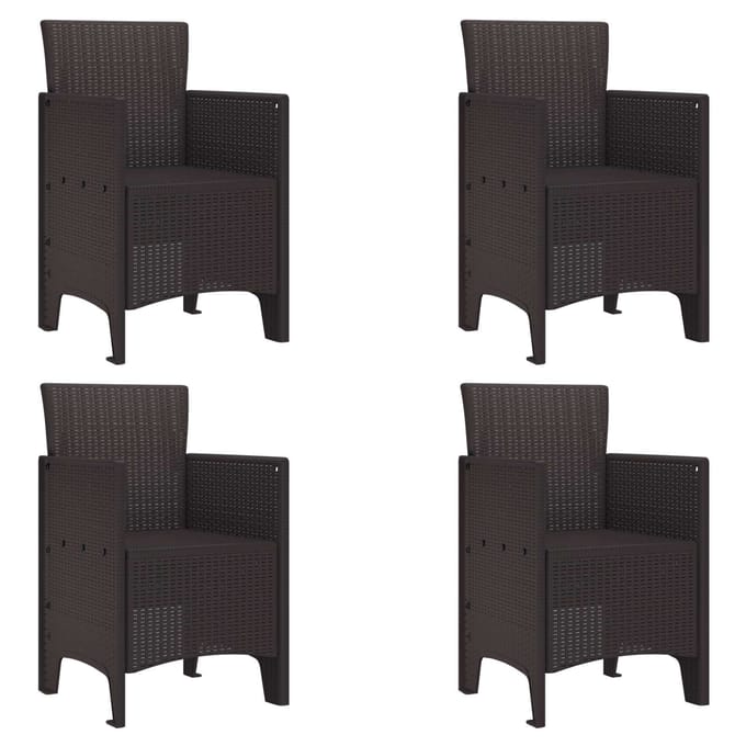 vidaXL Tuinstoel met kussen 4 pcs Bruin 53 x 49 x 85 cm Polypropyleen