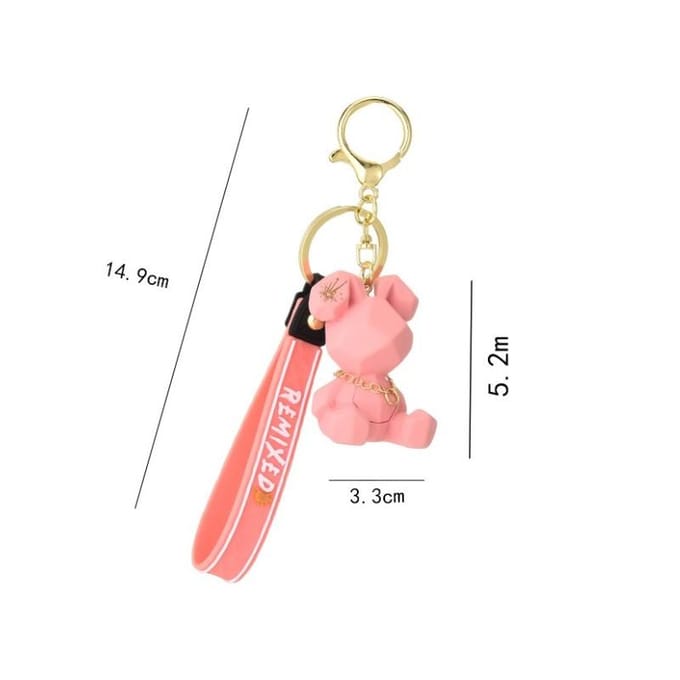 Sleutelhanger geometrische teddybeer - Blauw / goud