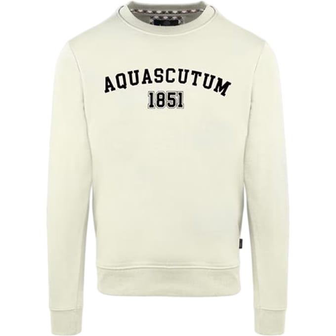 Aquascutum Heren-sweatshirt met gebogen logo (Boter)