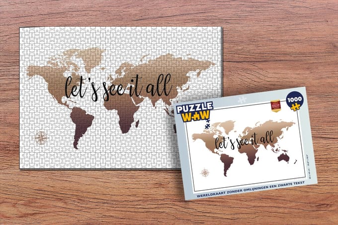 Puzzel Wereldkaart - Bruin - Kompas - Legpuzzel - Puzzel 1000 stukjes volwassenen