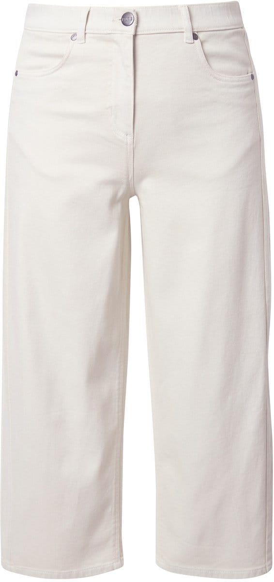 Ulla Popken - Dames - Barrel-jeans wijde pijpen comfortabele tailleband - Off-white - Maat 60