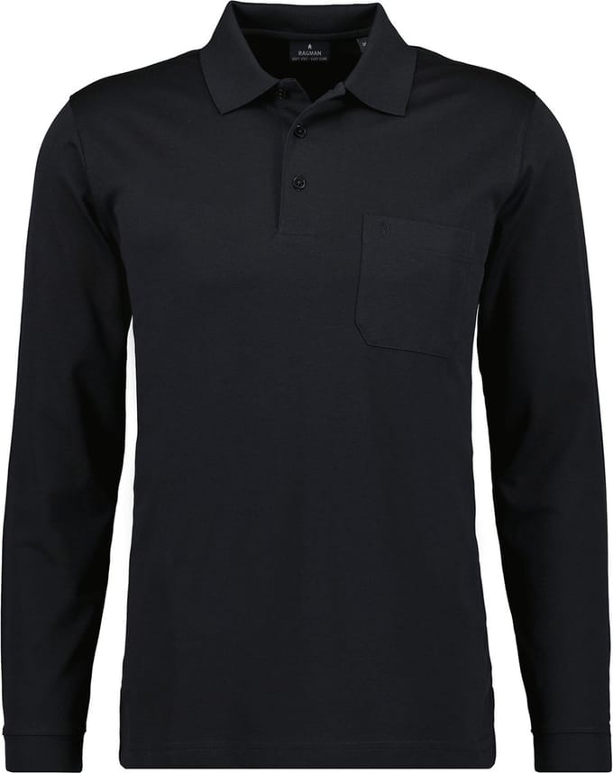 Ragman Poloshirt Soft Knit Polo Knopf Langarm