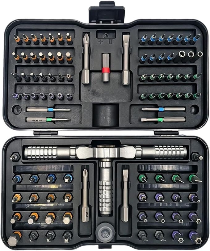 Schroevendraaier Set - Reparatie Tool - Meubels Monteren - 105 Bits Inclusief - Compact Formaat - Grijs