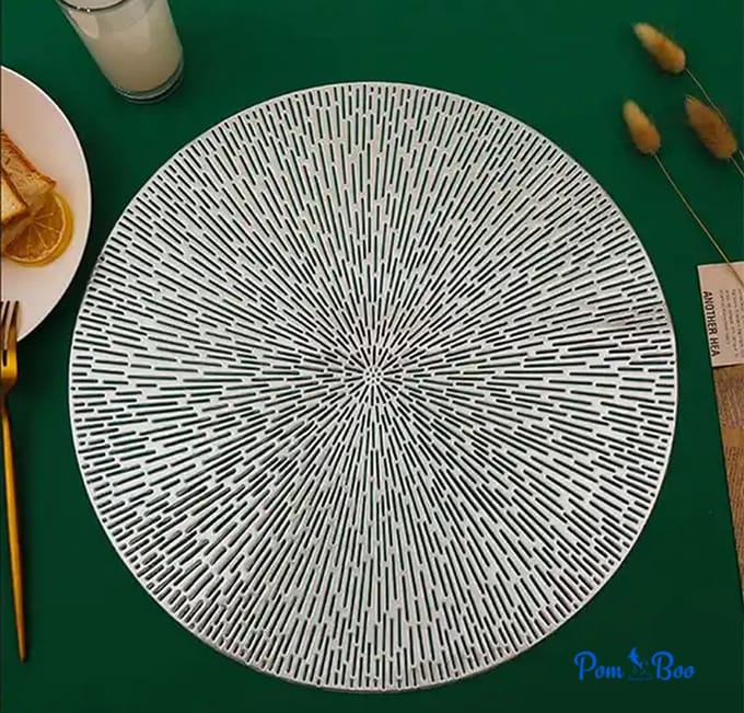 Placemats - Rond - 38 cm - 4 stuks - Onderlegger - Hitte bestendig - Zilver - Luxe uitstraling - Open gewerkt