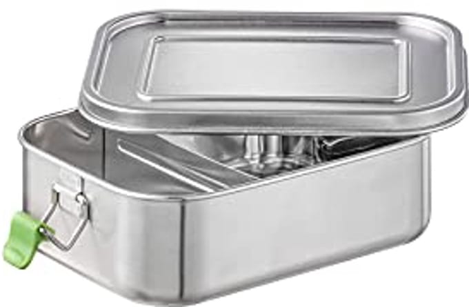 APS RVS Broodtrommel - Lunchbox met 2 Compartimenten - Meal prep bakjes - Lekvrije Bento Box - Zilver - 1100 ml