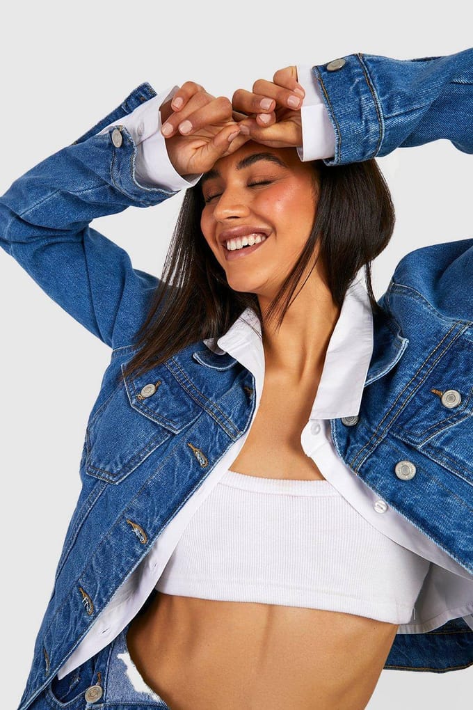 boohoo Dames Denim Western Jas | Medium Blauw | Maat: 34