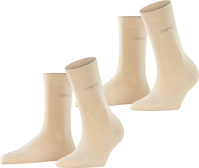 Esprit Uni 2-Pack eenkleurig katoen multipack sokken dames beige - maat 35-38
