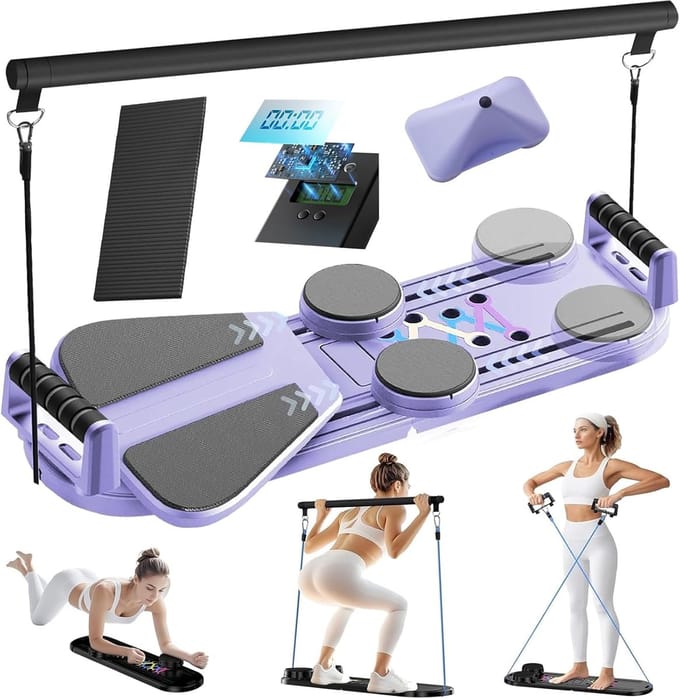 Pilates Reformer Set - Thuis Trainen Board - Core Versterken - 6-in-1 Multifunctioneel - 98 x 37 x 15 cm