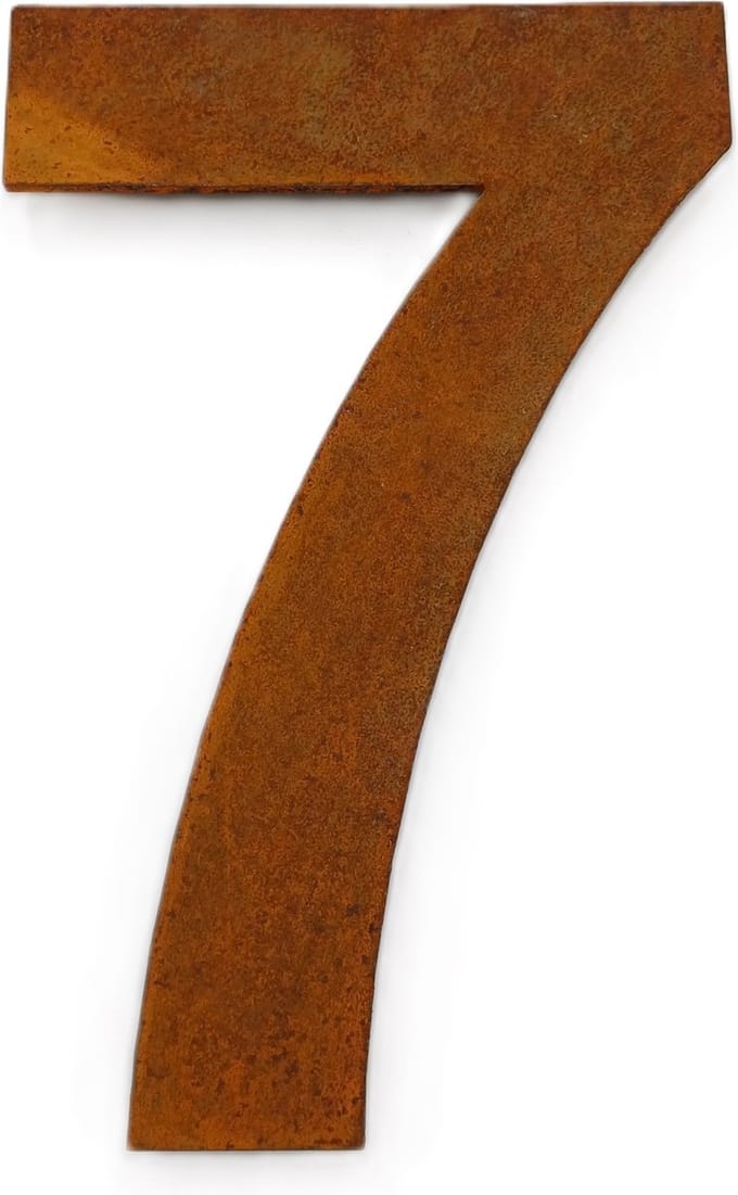 Huisnummer cortenstaal 20 cm hoog cijfer 7