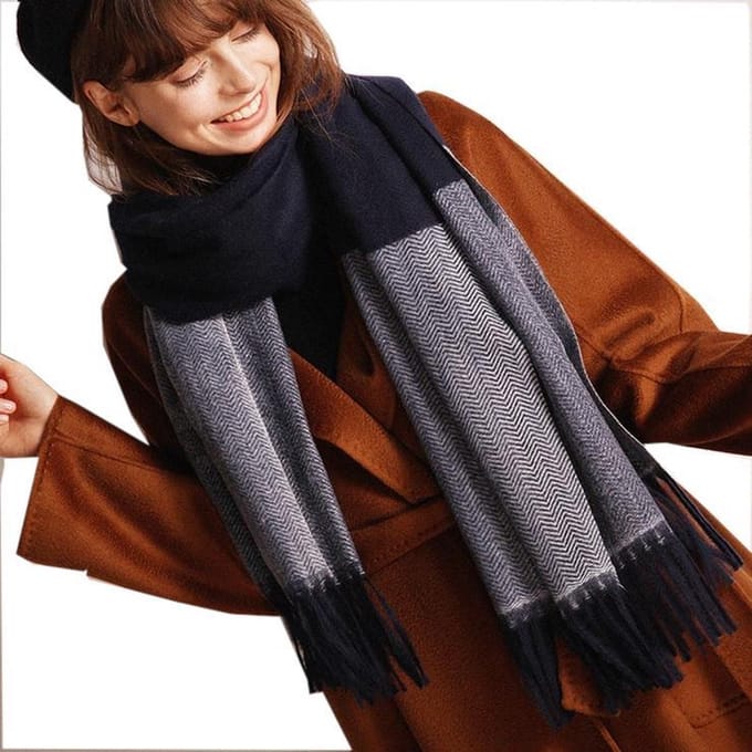 Royale Omslagdoek - Wintersjaal - Oversized Sjaal - Zwart