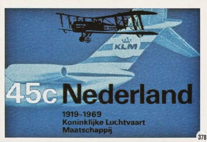 Briefkaart met afbeelding De Havilland DH-9 en Douglas DC-9 postzegel
