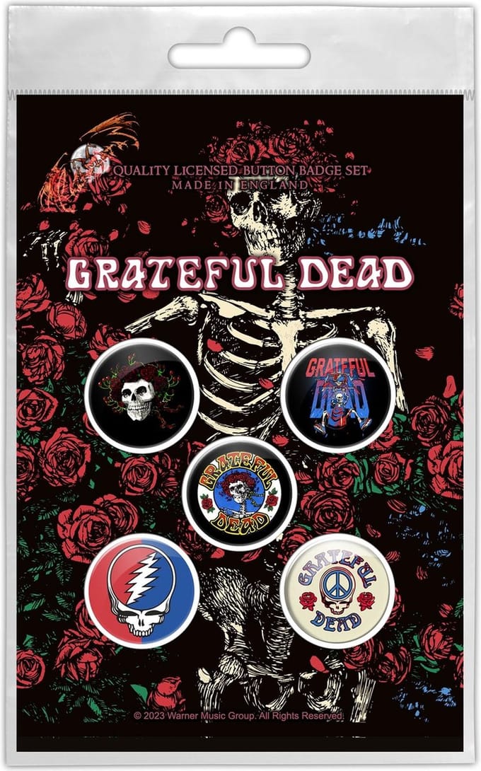 Grateful Dead - Skeleton & Rose Badge/button - Set van 5 - Multicolours