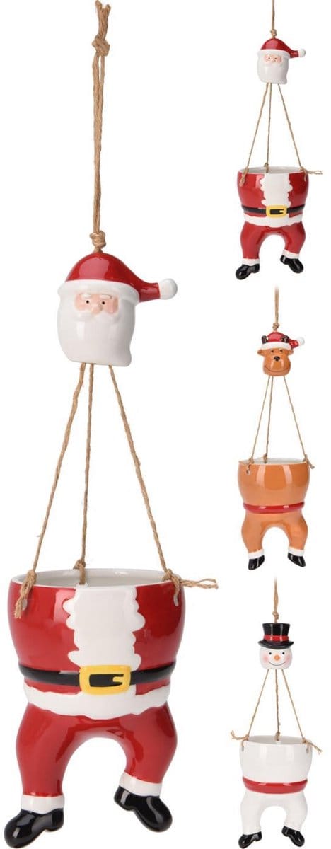 Home & Styling hangbloempot kerst kunststof rood 57cm decoratie.