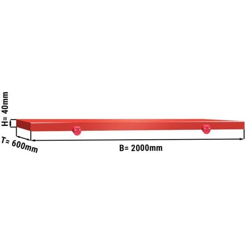 GGM Gastro Schneideplatte für Arbeitstisch - 2000x600mm - HACCP-Konform - Rot Rood