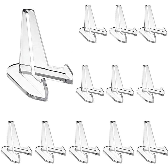 12 STUKS Mini Acryl Displaystandaards Transparante Munt Display Ezel voor Thuis Winkel Tentoonstellingen wit