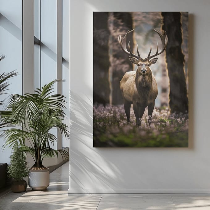 Canvas Schilderij - Dieren - Hert - Wanddecoratie - 60x40x2 cm
