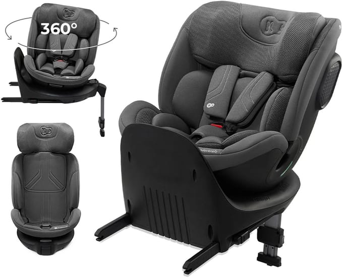 Kinderkraft XRIDER 2 i-Size - Autostoel - 360° Draaibaar - ISOFIX - RWF tot 105 cm - Grijs