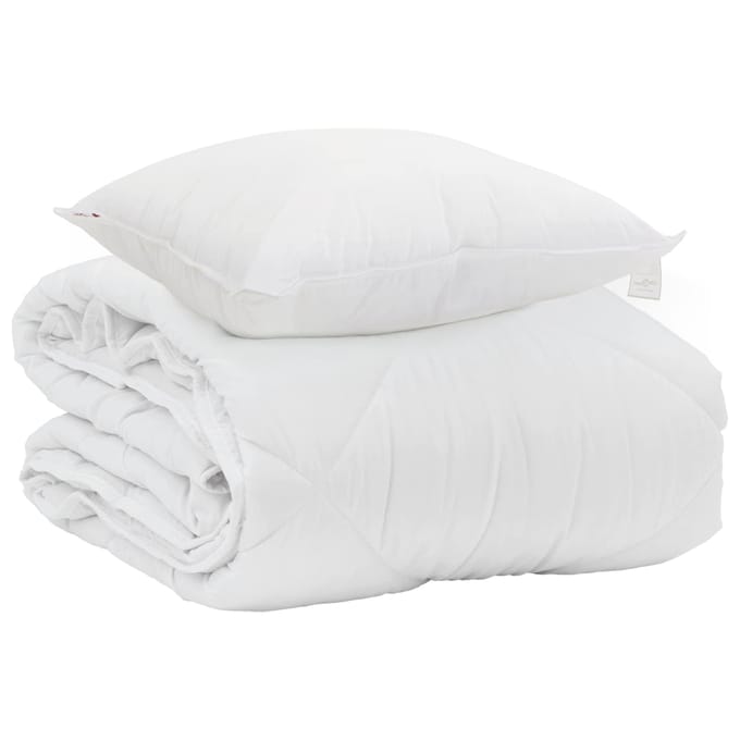vidaXL - Zomer - Deken - met - kussen - 2 - st - Wit - Microvezel