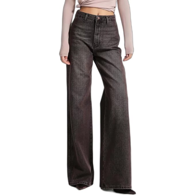 It's Basic - LOOSE HIGH RISE JEANS - COFFEE