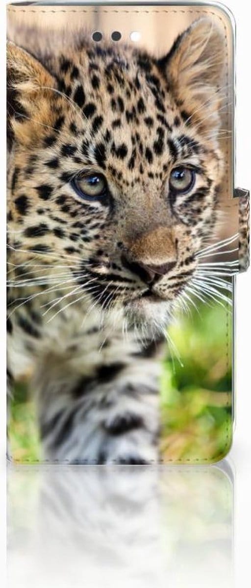 Apple iPhone 7 Plus | 8 Plus Telefoonhoesje met Pasjes Baby Luipaard