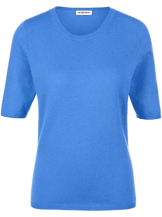 Trui ronde hals scheerwol en kasjmier Van Peter Hahn blauw
