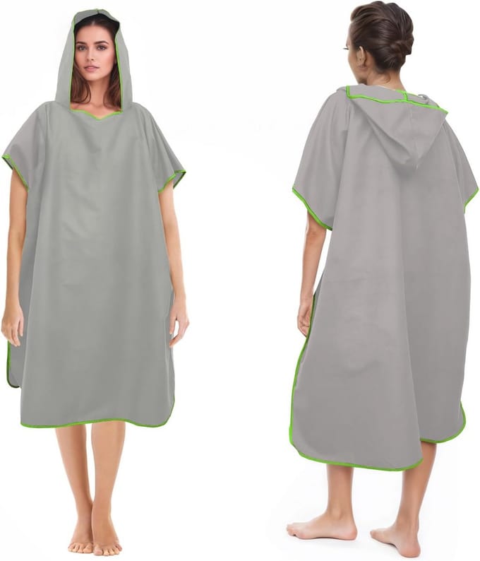 Badponcho voor dames en heren - Microvezel Surf Poncho in Donkergrijs