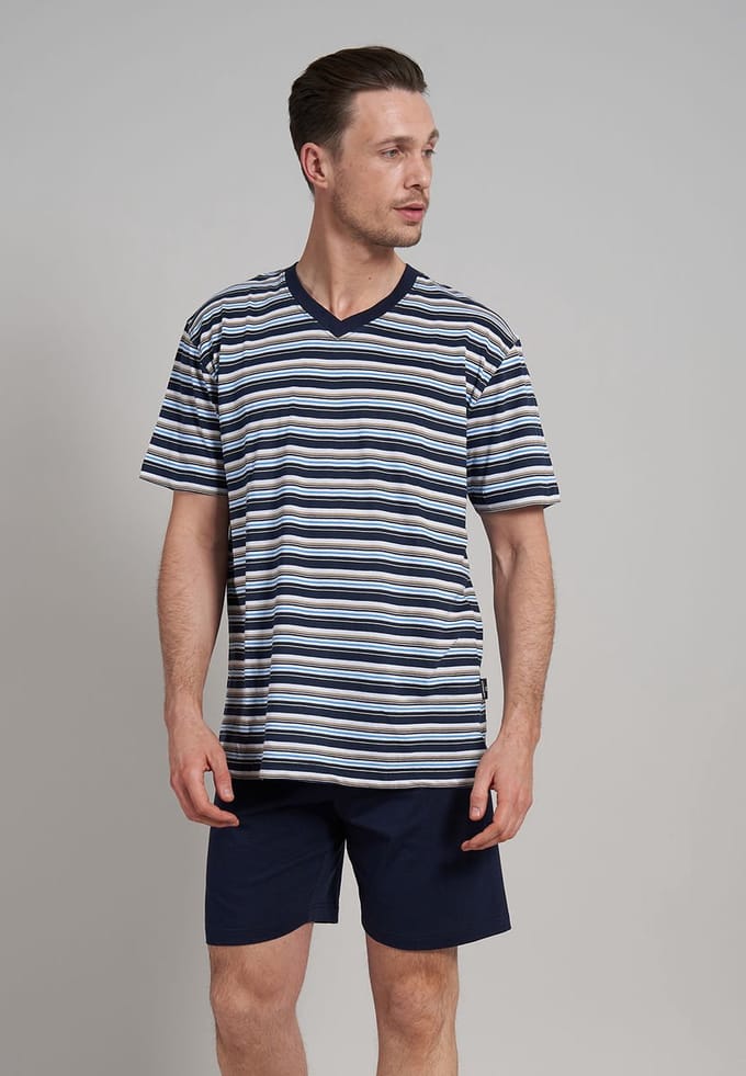 Gotzburg heren shortama - blauw gestreept