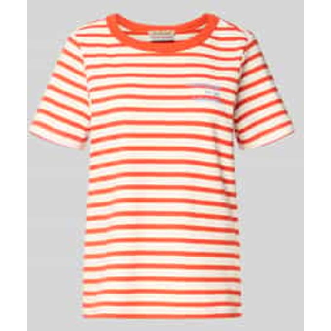 T-shirt met ronde hals en stiksels